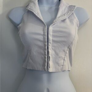 Better Together White Zip Front Crop Top Hook & Eye Detail Size Small